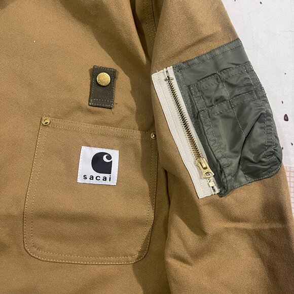 Carhartt x Sacai Deconstructed Jacket Beige - Picture 6 of 13